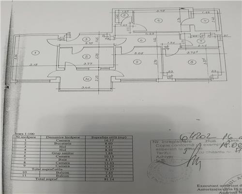 Podu Ros  Centru,  apartament 4 camere decomandat confort 1!