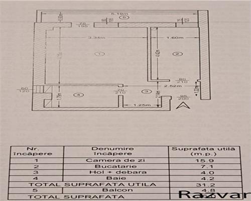 Apartament 1 cam, decomandat de vanzare in zona Bucium  Visan, bloc intabulat