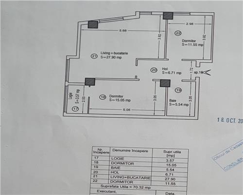 Apartament 3 cam, open space de vanzare in zona Tatarasi  Ciric bloc intabulat